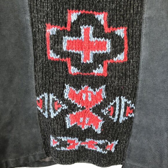 Montanaco Jacket Womens M Black Leather Knit Sleeves Studded Southwestern Boho - Picture 5 of 16